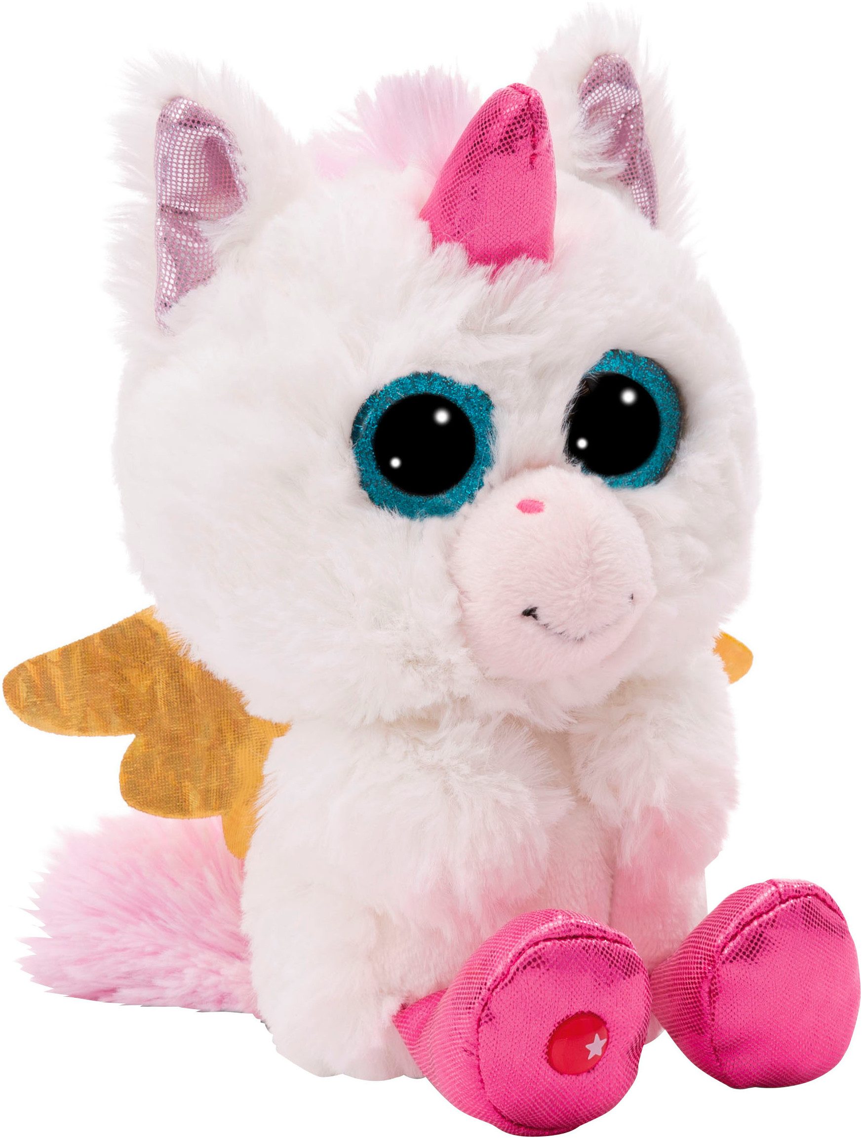 Nici Kuscheltier Glubschis, Einhorn Glowy Kaddi, 15 cm schlenkernd