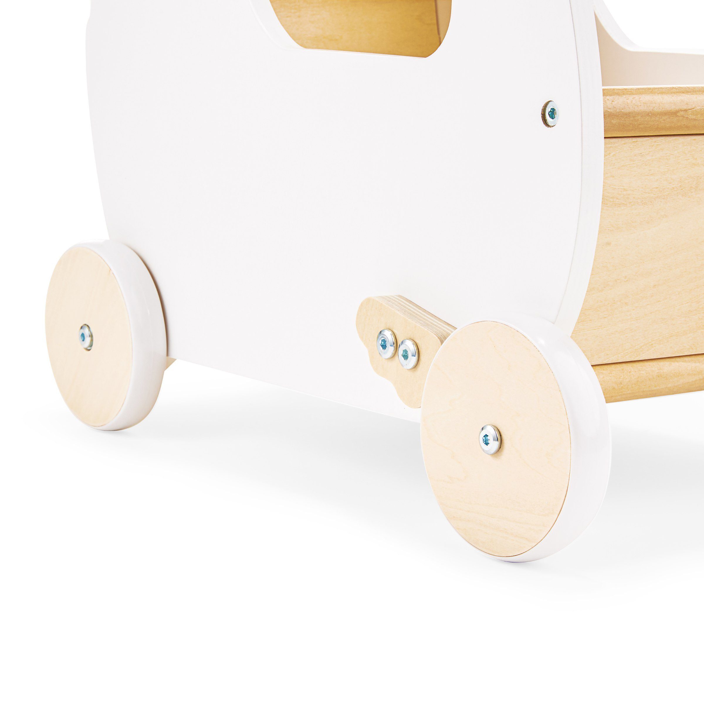 Holzkinderwagen für Schwan Lauflernhilfe - Mamabrum Puppen
