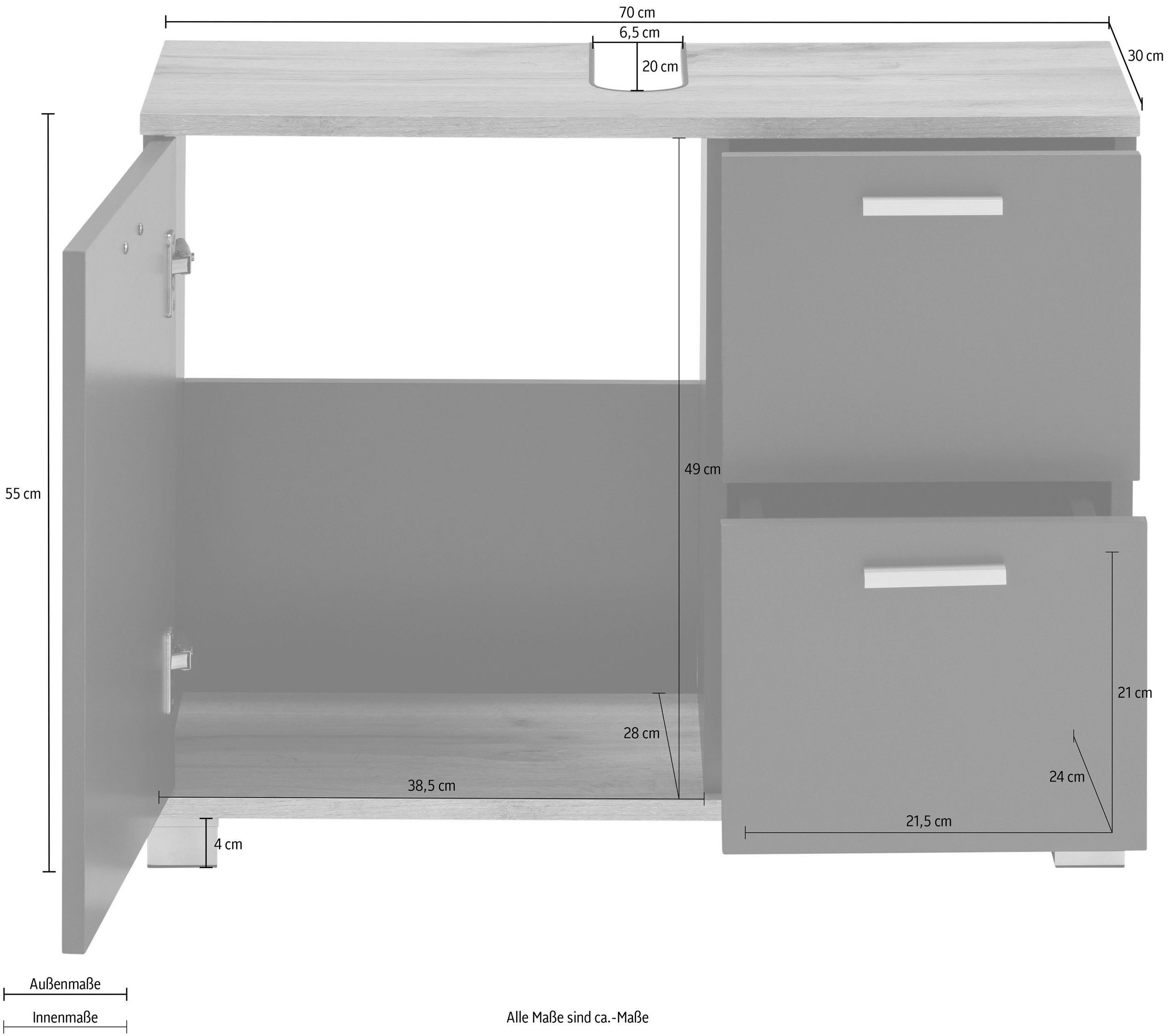 loft24 Waschbeckenunterschrank Badia Badezimmerschrank, Badmöbel, Badezimme günstig online kaufen