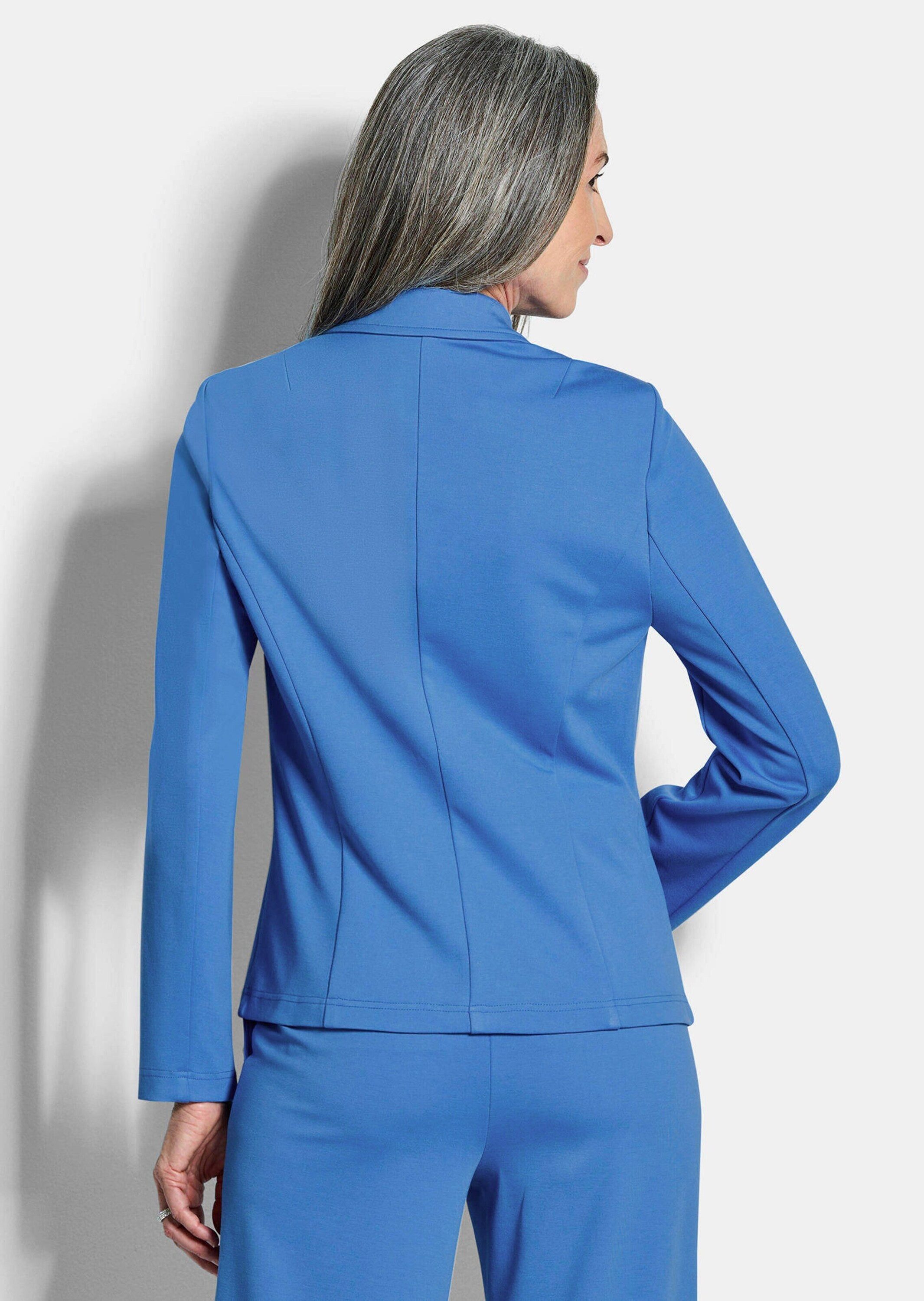 GOLDNER Jerseyblazer Viskoseblazer mit Reverskragen Kurzblazer mit Leistentaschen, Knopfverschluss und Langarm