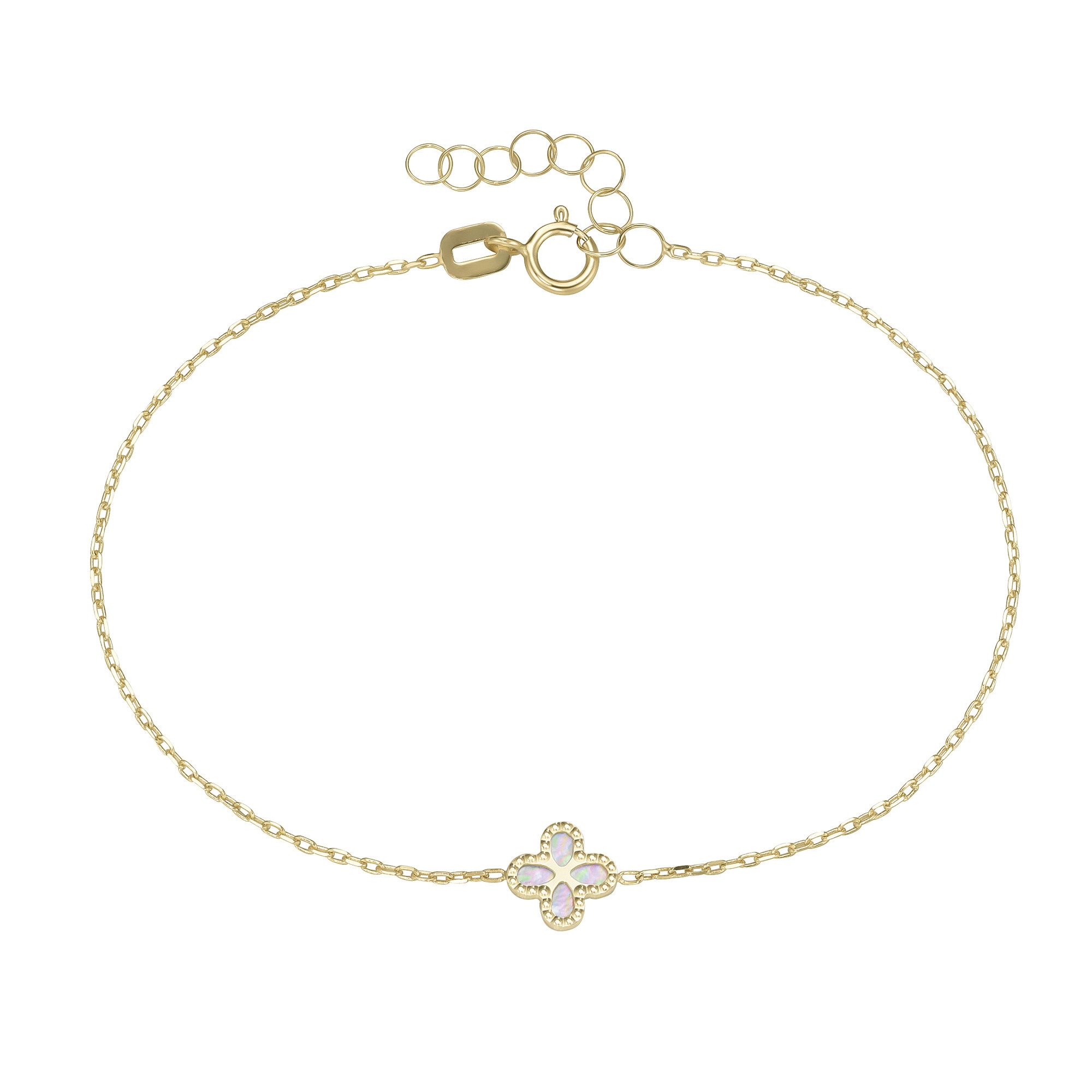 Luigi Merano Armband Blüte mit Onyx- oder Perlmutt-Einlage, Gold 375
