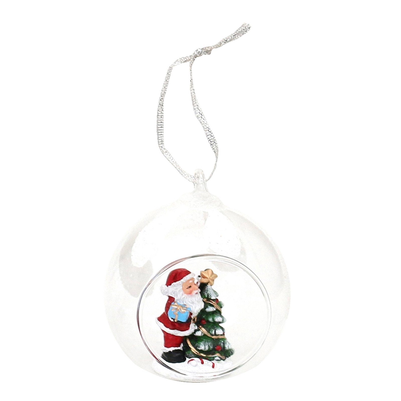 SIGRO Weihnachtsfigur Figur in Glaskugel Weihnachtsmann mit Baum (1 St)