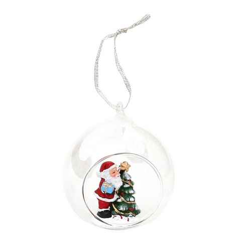 SIGRO Weihnachtsfigur Figur in Glaskugel Weihnachtsmann mit Baum (Stück, 1 St., 1 Glaskugel)