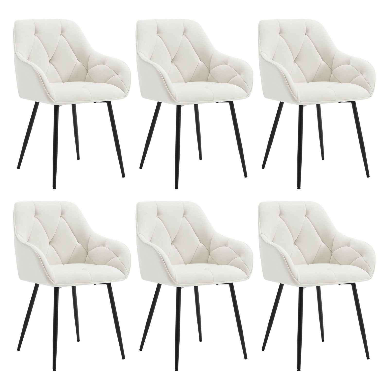 Woltu 4-Fußstuhl (Set, 6 St), Esszimmerstühle ergonomischer aus Samt