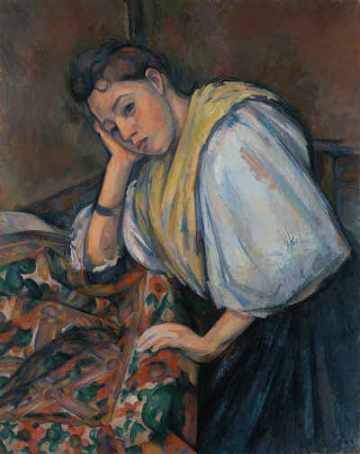 Kunstdruck Young Italian Woman at a Table Paul Cezanne Italienerin Tisch Tücher B, (1 St)