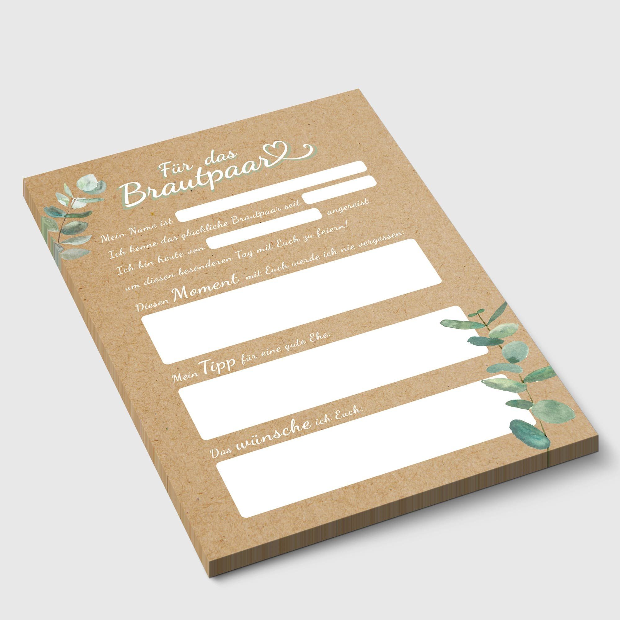 Karten & A5 für Notizblock Hochzeitskarte Gästebuch 50 • CreativeRobin Hochzeitsspiel Gäste