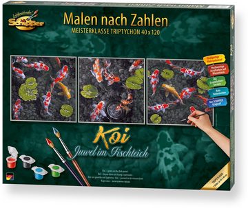 Schipper Malen nach Zahlen Meisterklasse Triptychon - Koi Juwel im Fischteich, Made in Germany