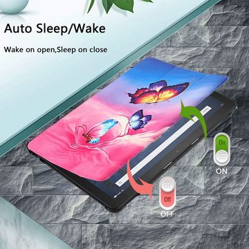 Wigento Tablet-Hülle Für Amazon Kindle Fire HD10 / HD10 Plus 2021 3folt Wake UP Smart Cover Etuis Hülle Case Schutz Motiv 1