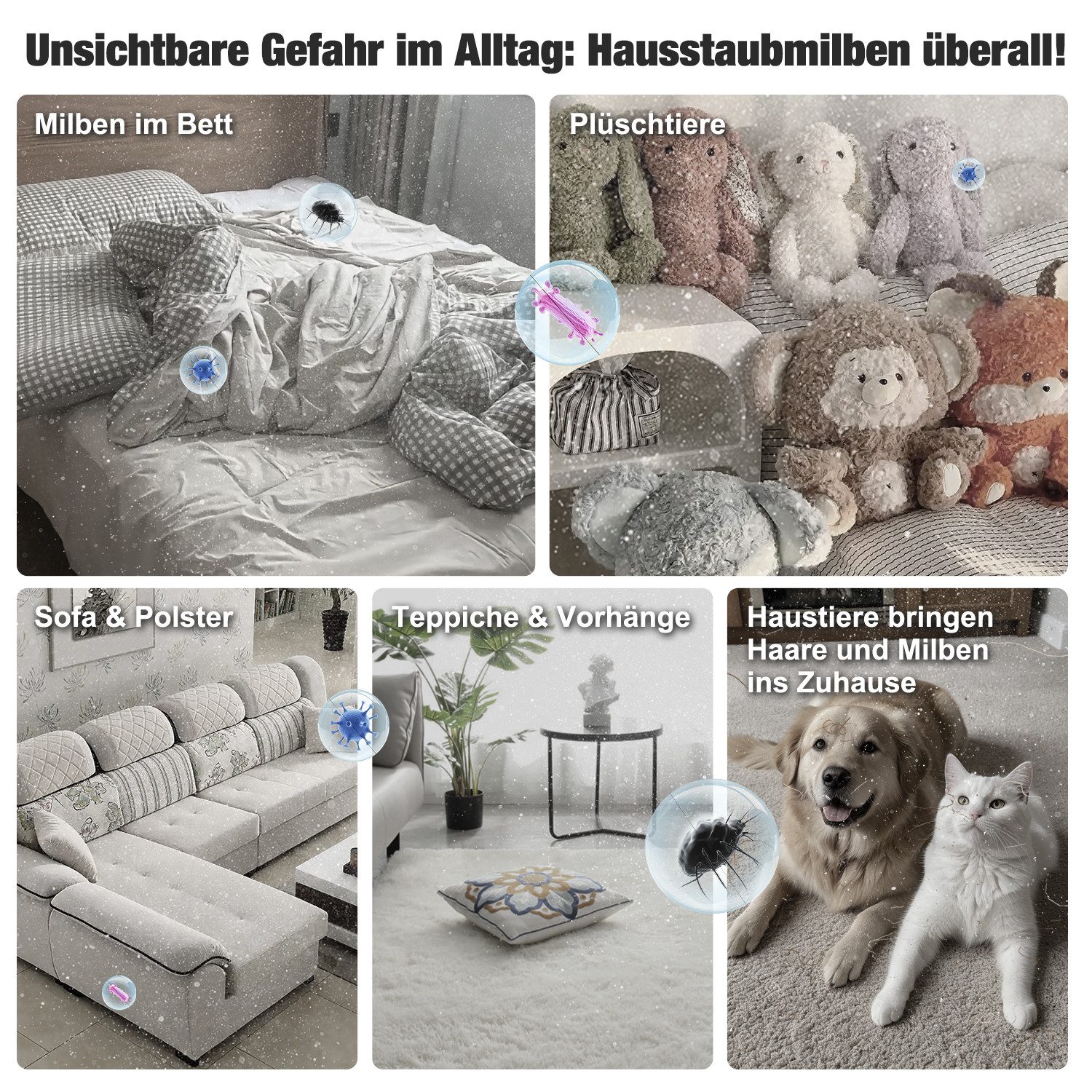 KNKA PRO Matratzenreinigungsgerät Milbensauger entfernt 99,9% Bakterien,Allergene,Staub-Milben, 500 W, Matratzenreiniger mit UV-C Licht für Allergiker