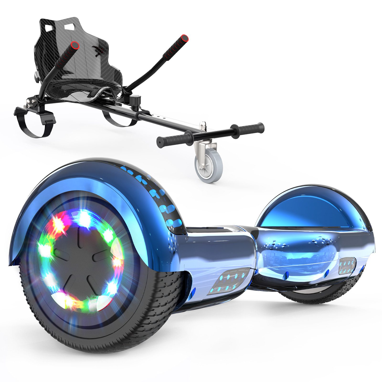 RCB TECH Balance Scooter Kart Set, 6,5 Zoll Hoverboard mit Sitz für Kinder, Hoverboard mit Go-Kart, 120,00 W, 15 km/h, bis zu 10 km Reichweite, keine Straßenzulassung