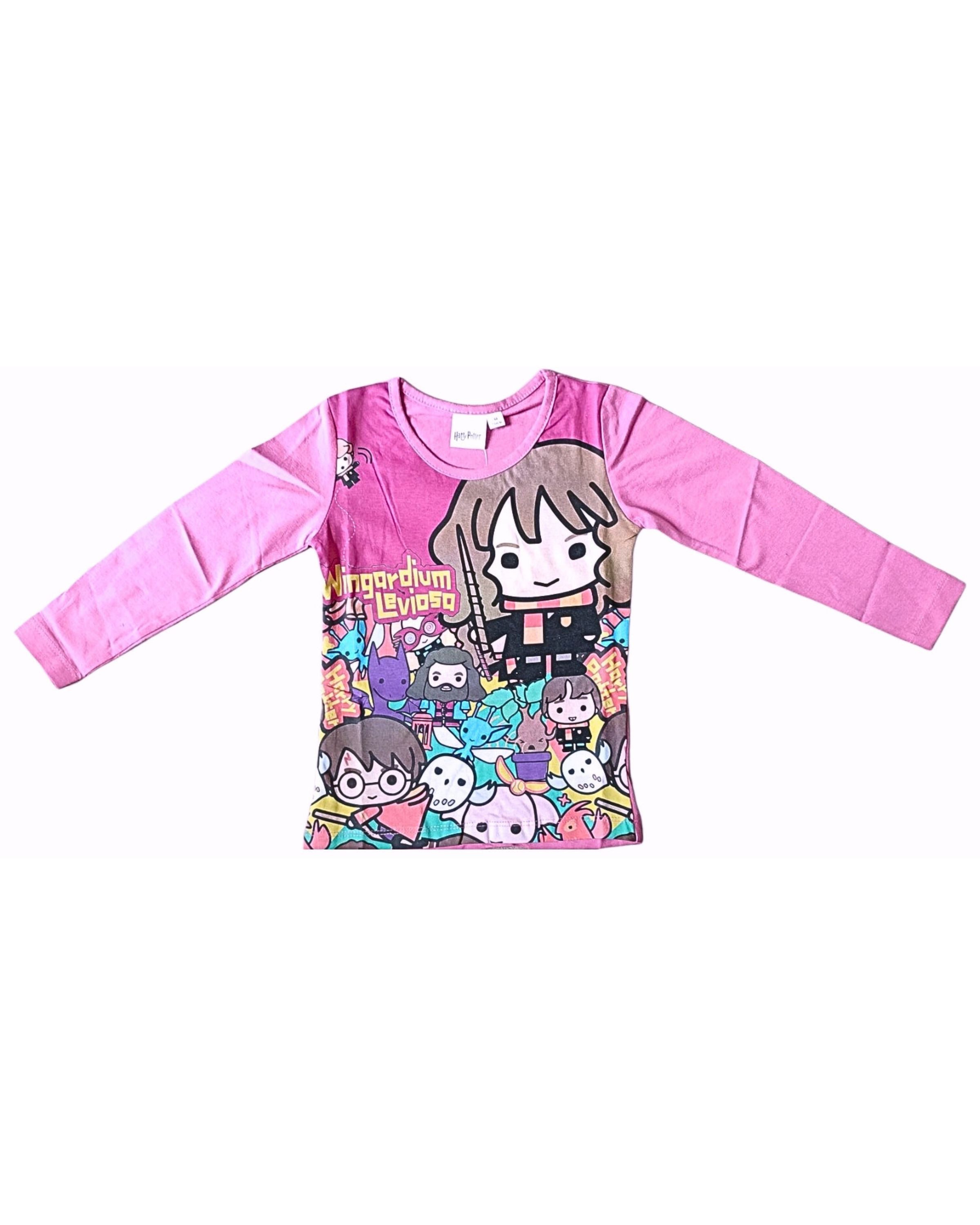 Harry Potter Langarmshirt in Cartoon-Stil Mädchen Shirt aus Baumwolle Gr. 104 -140 cm