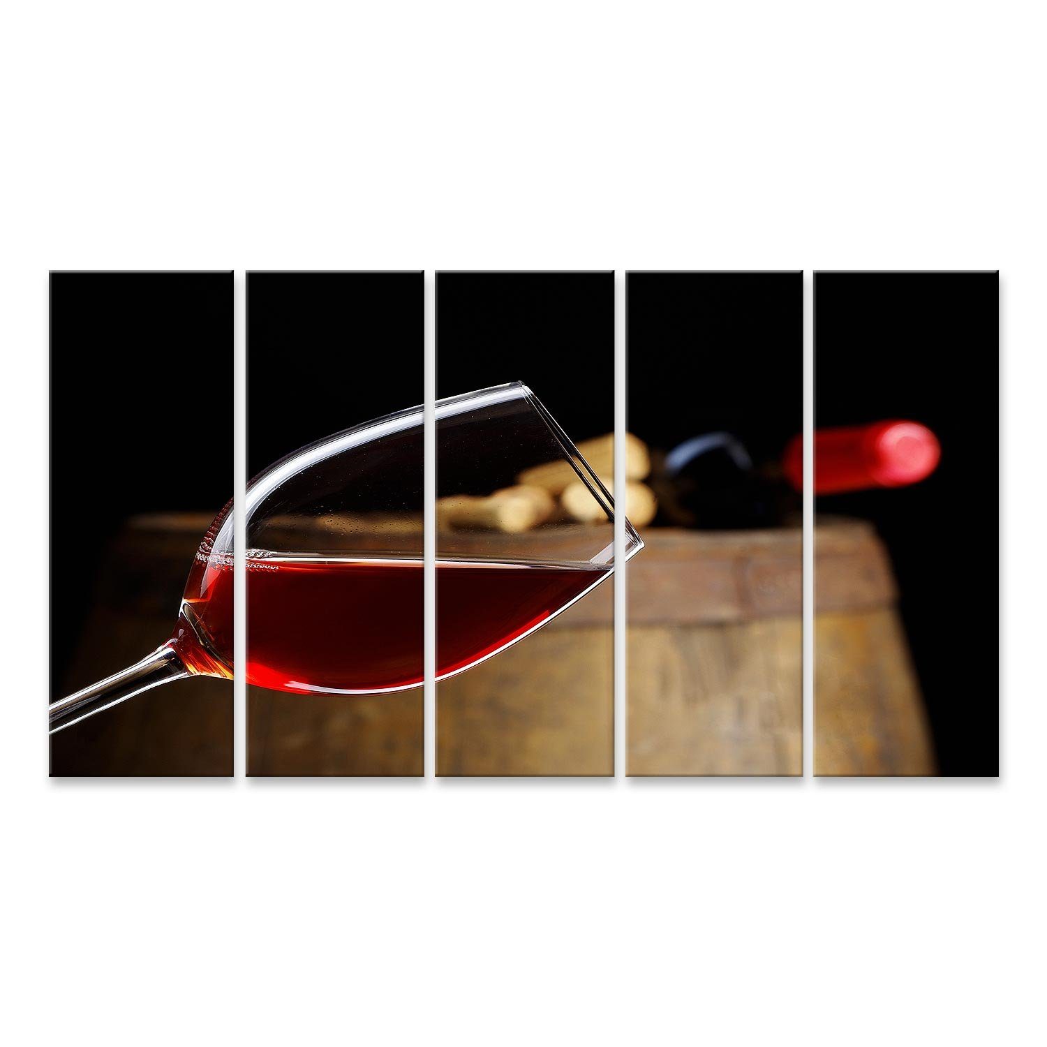 Leinwandbild Bild auf Leinwand Glas Wein Mit Fass Wandbild Leinwandbild Wand Bilde