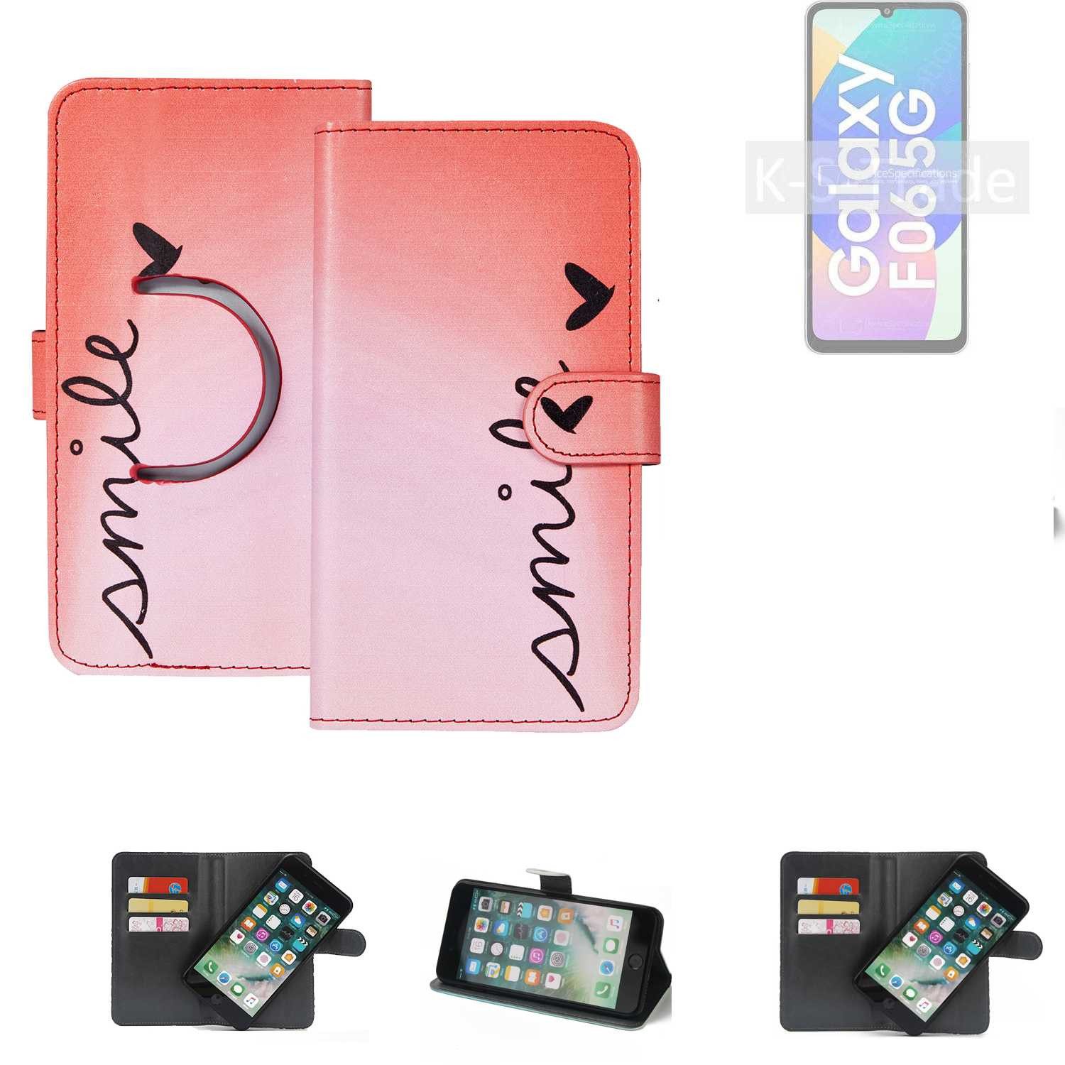 K-S-Trade Handyhülle für Samsung Galaxy F06 5G, Schutzhülle Handyhülle Hülle cover bookstyle Etui “smile“