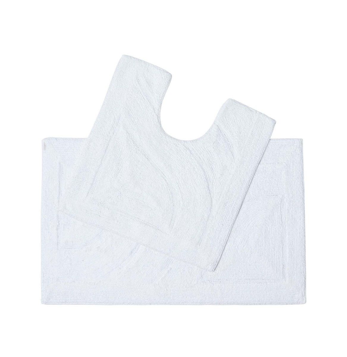 Badematte 2 teiliges Luxus Badematten Set 100% Baumwolle weiss