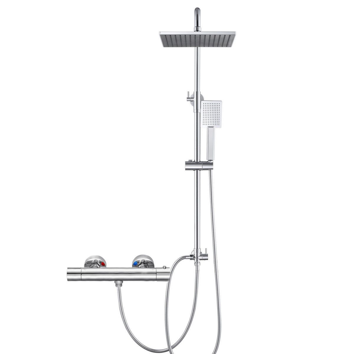 Duschsystem mit Armatur Thermostat-Duschsäule 25.4cm Rechteck Regendusche