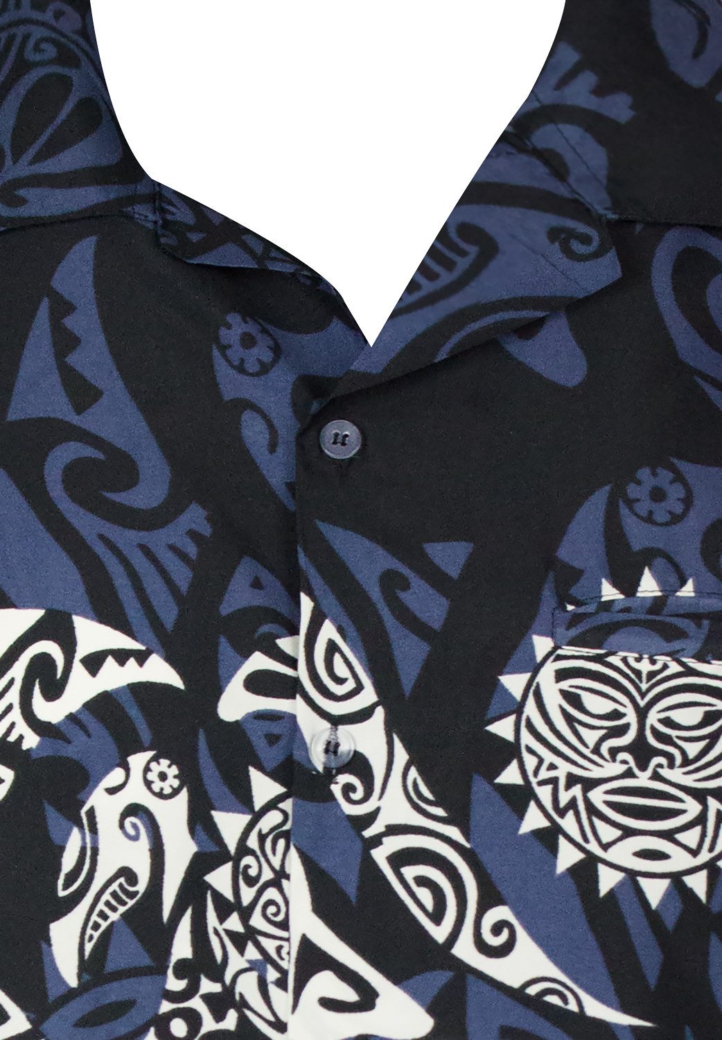 King Kameha Hawaiihemd Maori Chest Funky Hawaii-Hemd Herren Kurzarm Front-Tasche Unisex