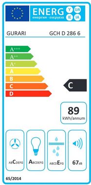 GURARI Kopffreihaube GCH 286.6, Dunstabzugshaube 60 cm, Schwarz Glas,1000m³/h