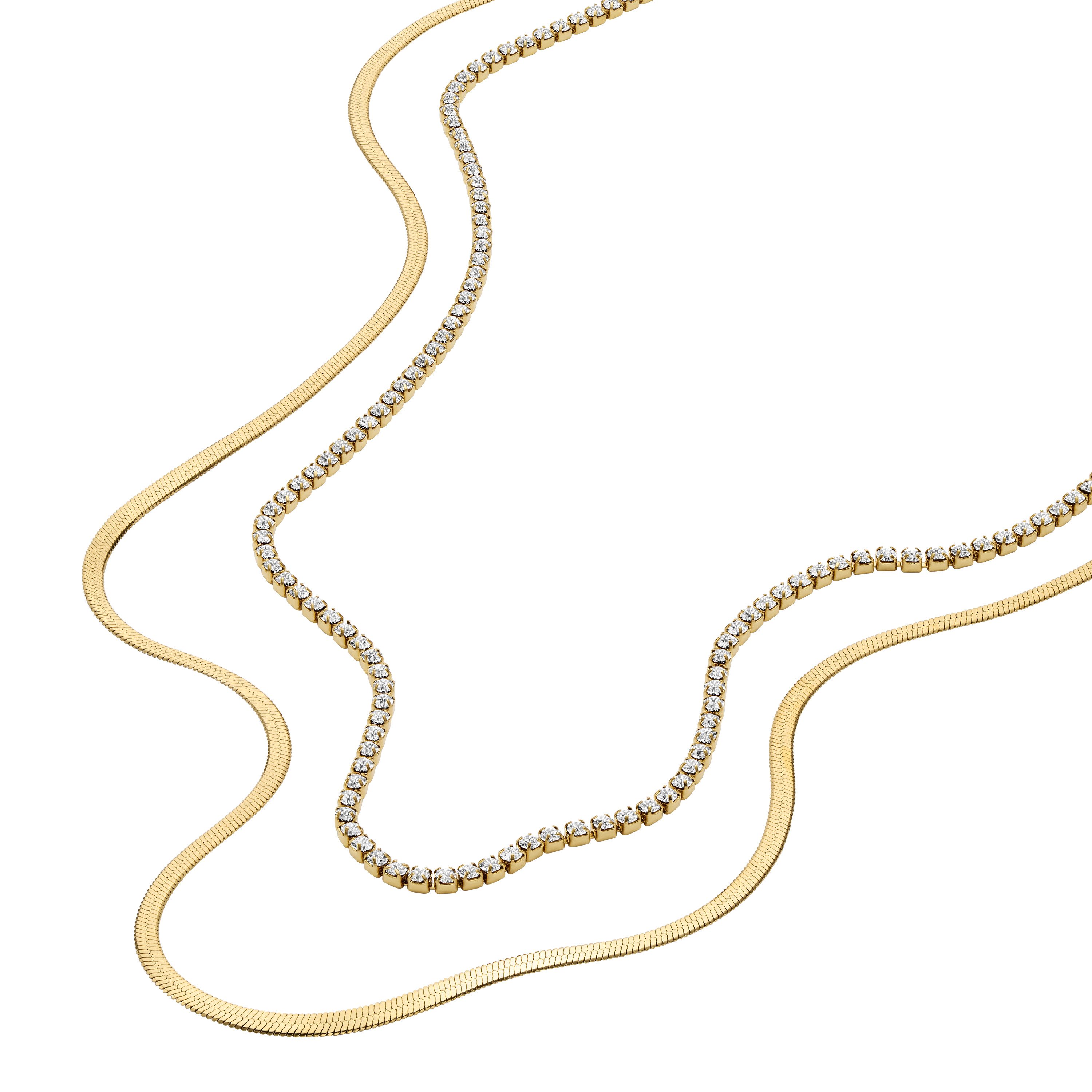 Fossil Kette ohne Anhänger Schmuck Geschenk Edelstahl Halsschmuck ELLIS Layering, mit Glasstein