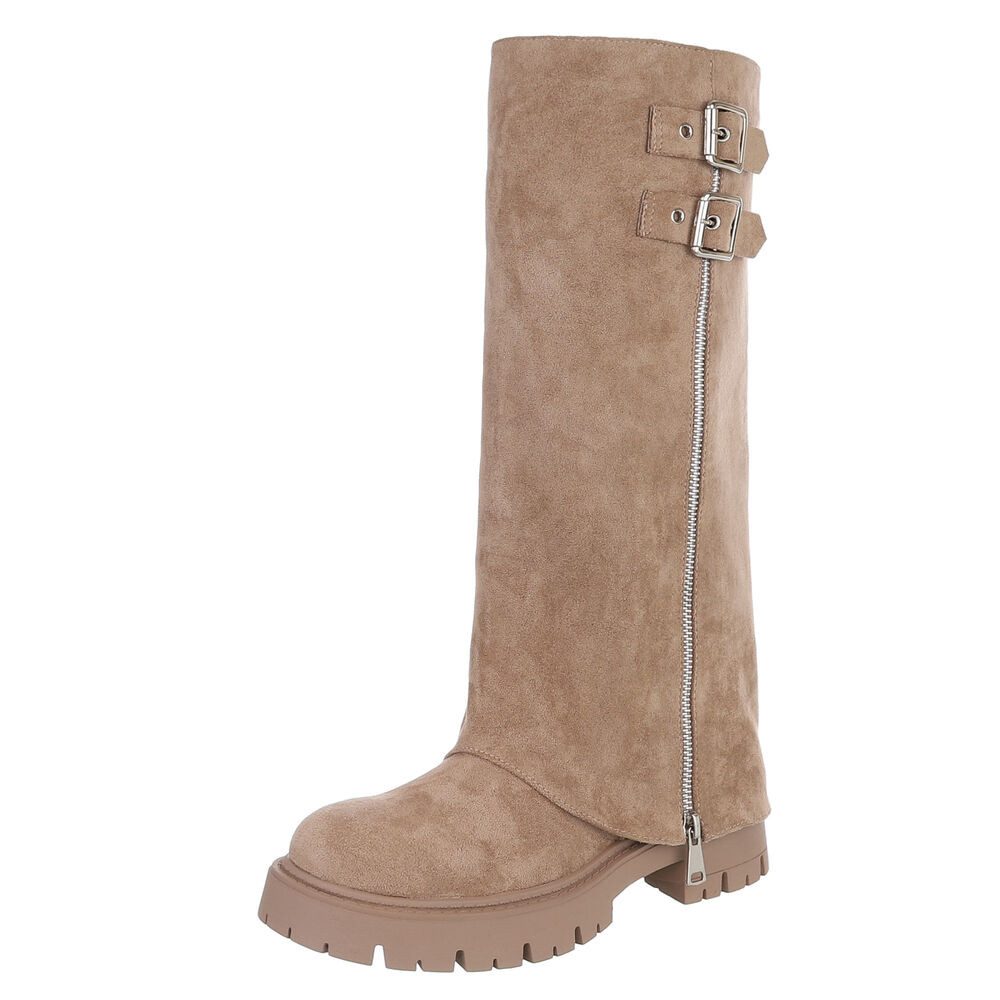Ital-Design Stylische schwarze Stiefel mit Schnallen günstig online kaufen