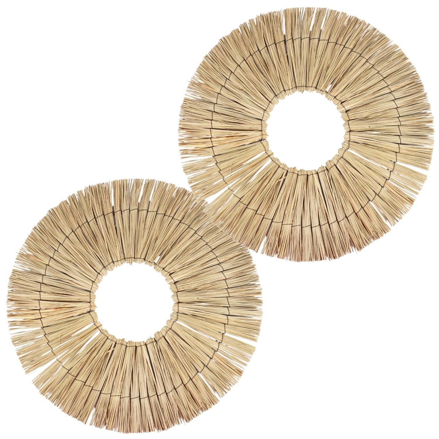 Marrakesch Orient & Mediterran Interior Wanddekoobjekt Boho Wanddekoration aus Rattan, runde Wanddeko im 2er-Set Natur 58cm (2 St), Handarbeit