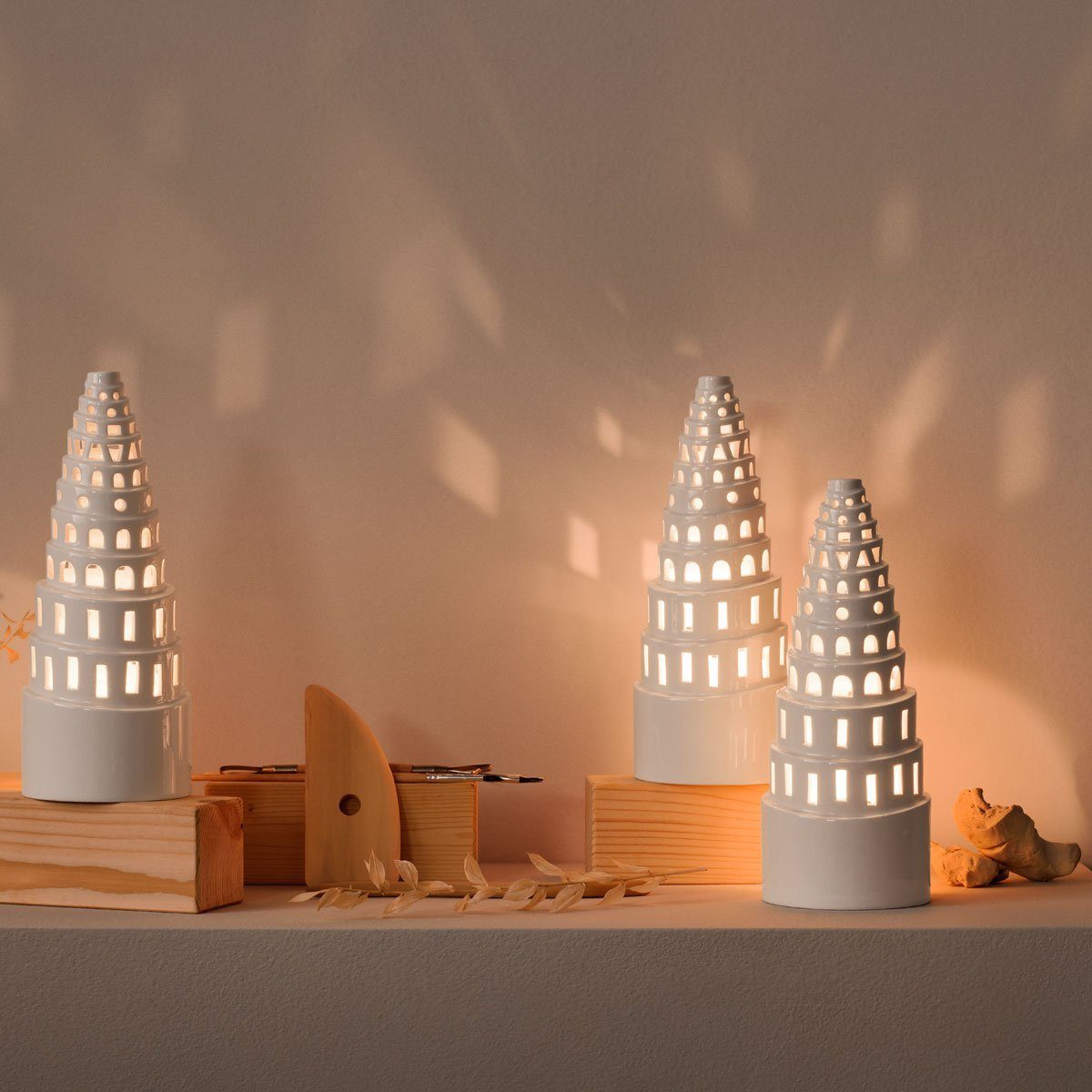 Kähler Teelichthalter Lichthaus Urbania High Tower; Teelichthaus aus Keramik