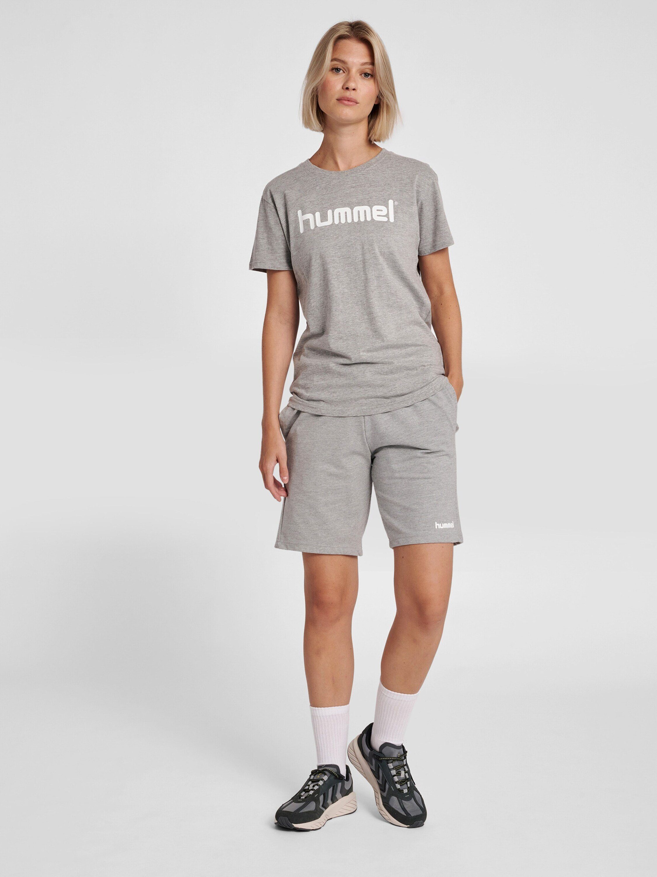 Grau Plain/ohne hummel (1-tlg) Details T-Shirt