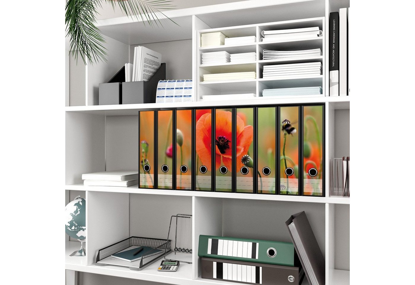 Thumbnail - Wallario Etiketten Mohnblumenblüten, Ordnerrücken-Sticker in verschiedenen Ausführungen