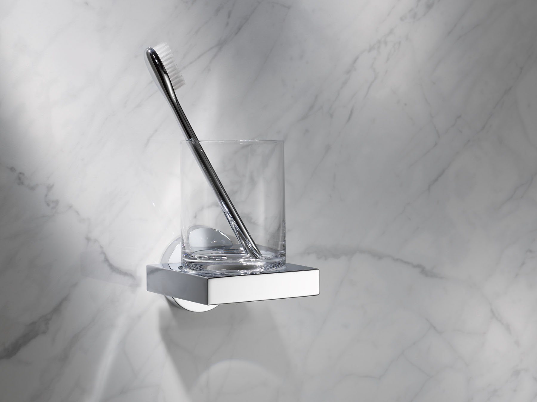 Keuco Zahnputzbecher Edition 90 mit Kristallglas und Wandhalterung aus Metall, verchromt, Wandmontage, inkl. Schrauben und Dübel