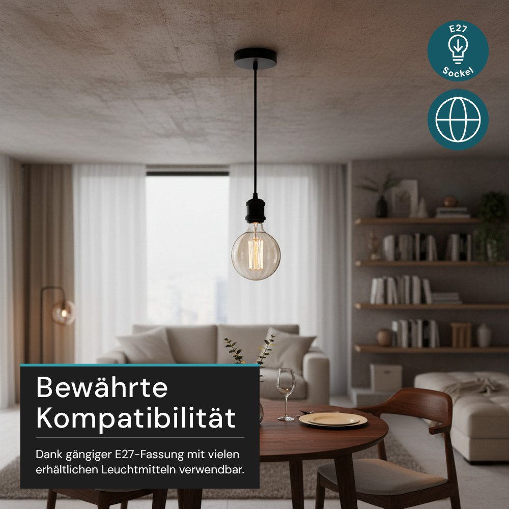 LUXULA LED Pendelleuchte LUXULA Pendelleuchte 24W 3000K Warmweiß Esstisch Hängelampe Schwarz