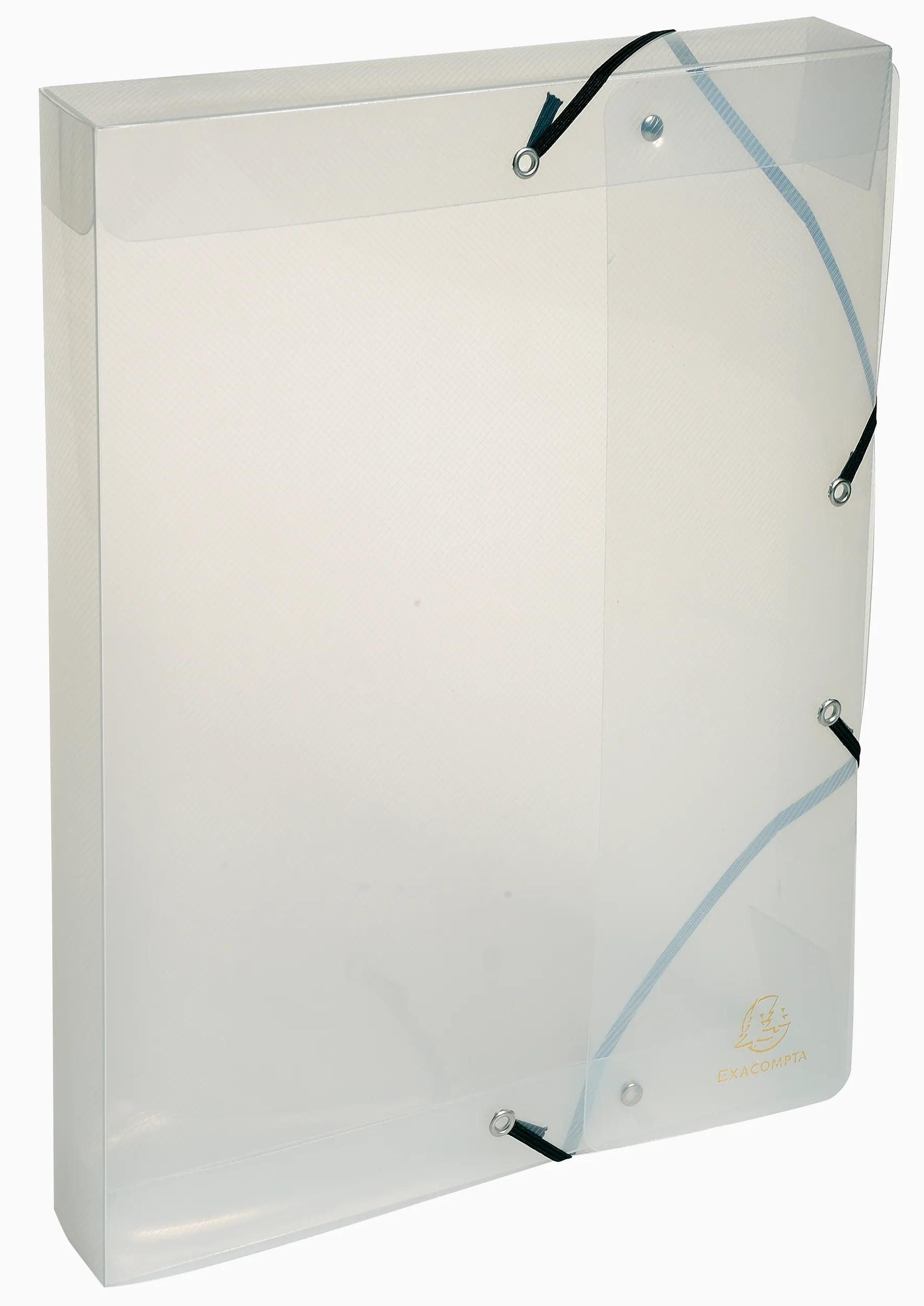 EXACOMPTA Archivcontainer 8x Archivbox PP 700µ Rücken 40mm 25x33 cm A4 Crystal Kristall 5972E, Boxen mit Gummizug