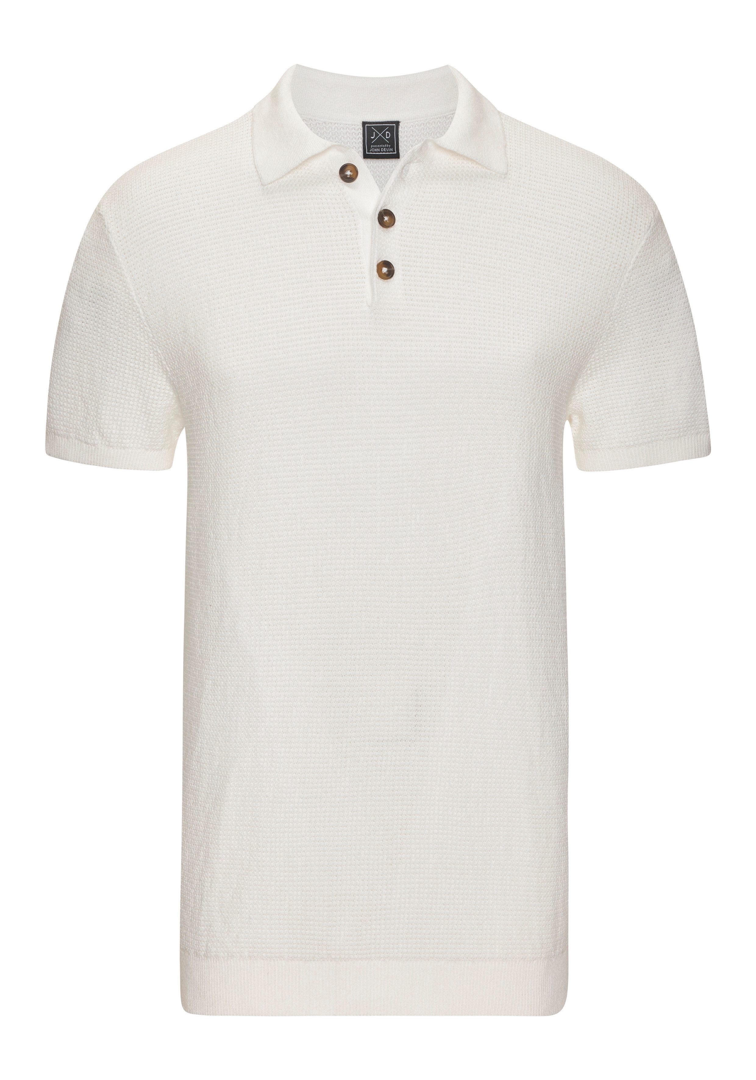 John Devin Poloshirt - Strick Poloshirt, Regular fit mit Polokragen und kleiner Knopfleiste