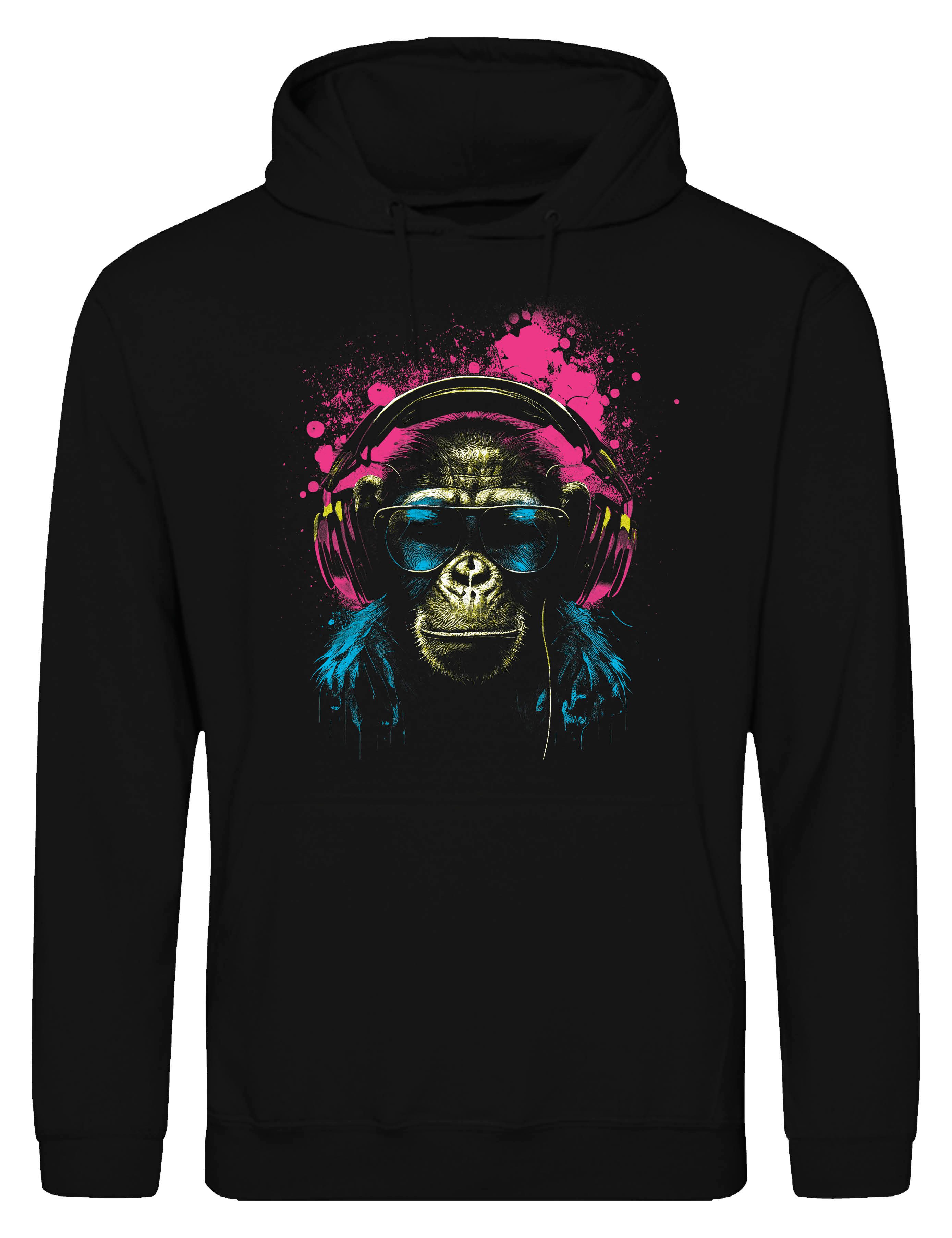 Kapuzenpullover Affe mit Headset Herren Hoodie Pullover