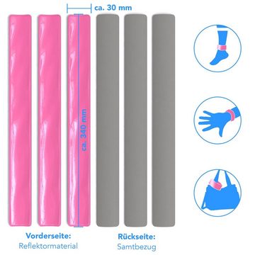 EAZY CASE Fahrradreflektor 6er Set Schnapp-Leuchtarmbänder, Schnapparmband Jogging Reflektor Laufen Sicherheit reflektierend Pink