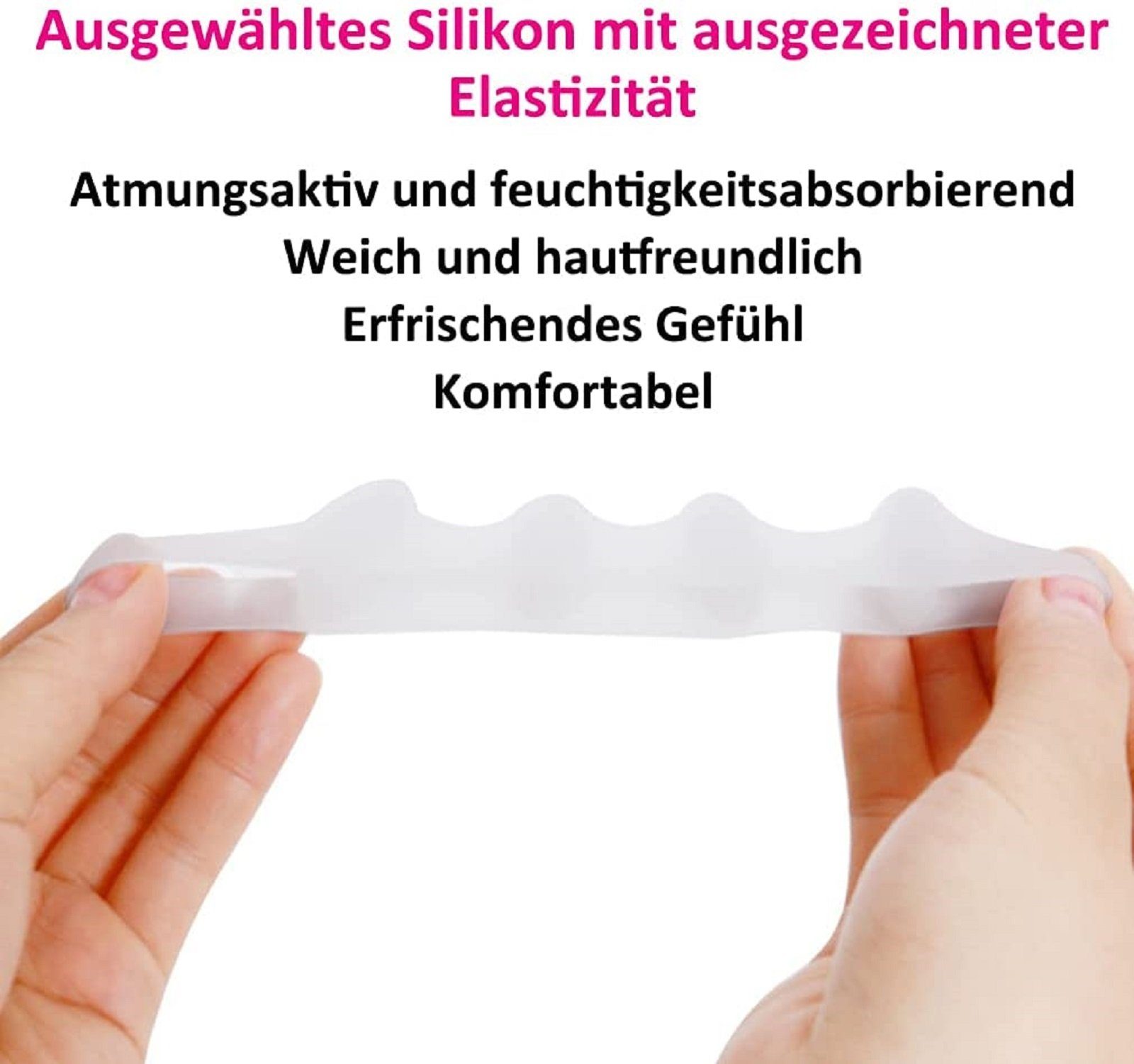 COOL-i ® Zehenkorrektor Zehenkorrektor – 2 Stk. weiche, BPA-freie Silikon-Zehentrenner, wiederverwendbar bei Hallux, Hammerzehen & überlappenden Zehen, Unisex