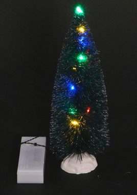 Koopman Künstlicher Weihnachtsbaum 2er Set Deko Schneetanne 22cm mit LED Lichterkette bunt warmweiß