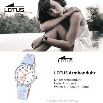 Lotus Chronograph Lotus Kinderuhr Leder hellblau Lotus, (Chronograph), Kinder Armbanduhr rund, klein (ca. 30mm), Edelstahl