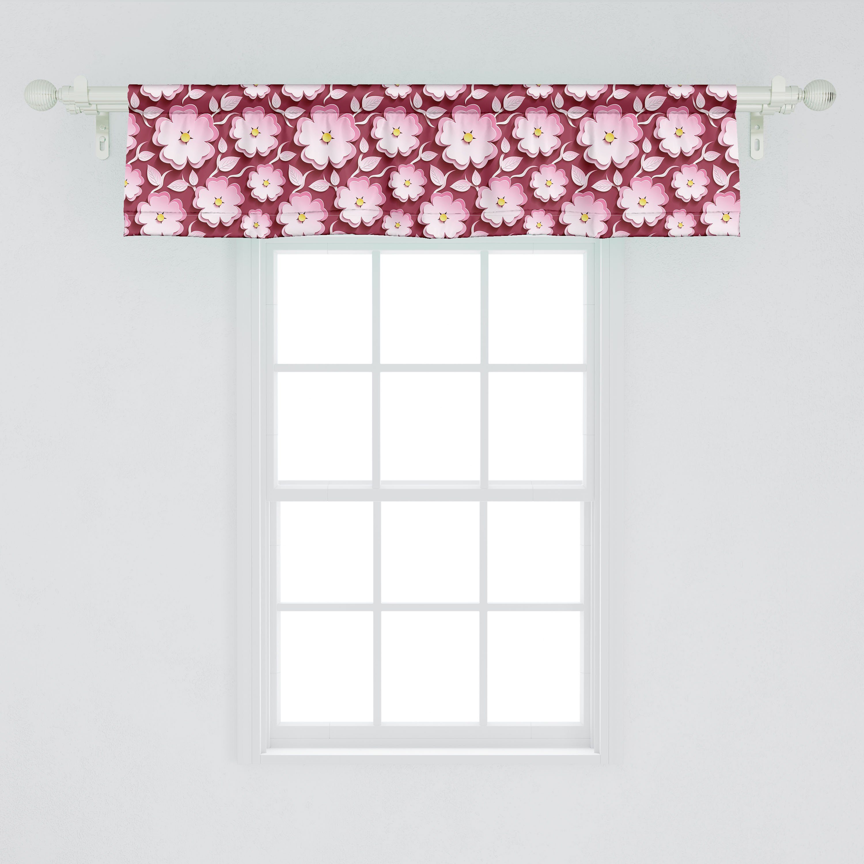 der Kirsche japanischen Blumen Schlafzimmer Petal Microfaser, Abakuhaus, Küche Volant Scheibengardine mit Stangentasche, Dekor für Vorhang