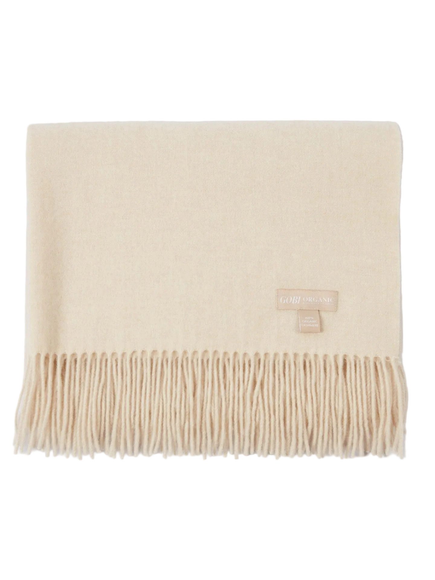 GOBI Cashmere Strickschal Naturfarbe Weiter Fransenschal