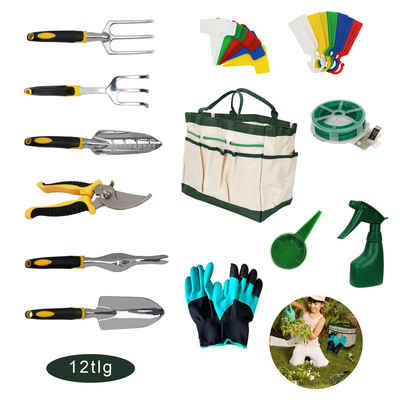 Bettizia Gartenpflege-Set Gartenpflege-Set Gartenwerkzeugset Balkonset, 12-teilig mit Tasche, Werkzeugtasche Einpflanzhilfe Grabwerkzeug