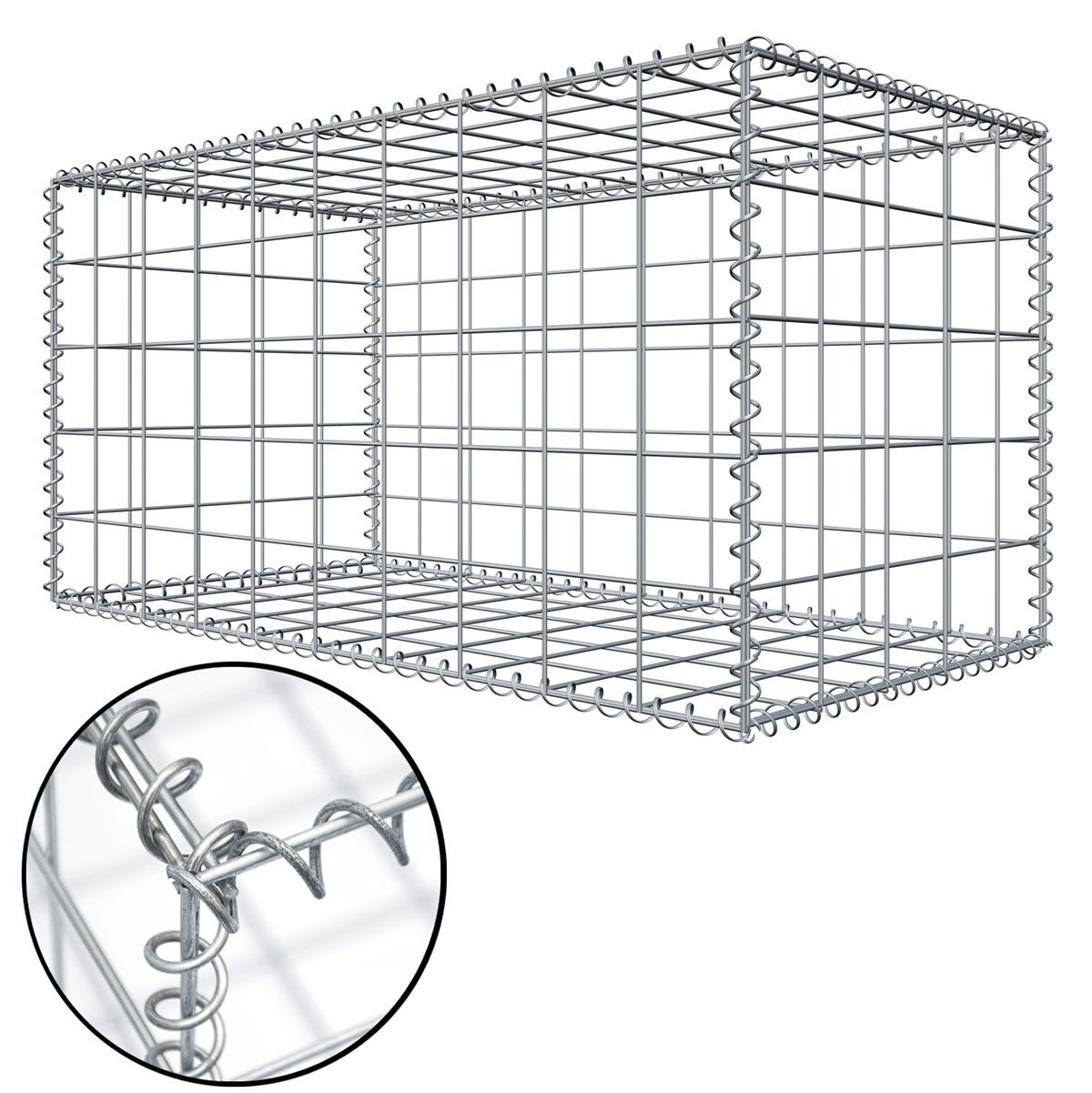 Niederberg Metall Gabionenzaun 100 x 50 x 50 cm Steingabione Feuerverzinkt - Gabione Metall MW 10x10, Steinkorb Garten - Hochbeet Spiralgabione - Gitterkorb für Steine