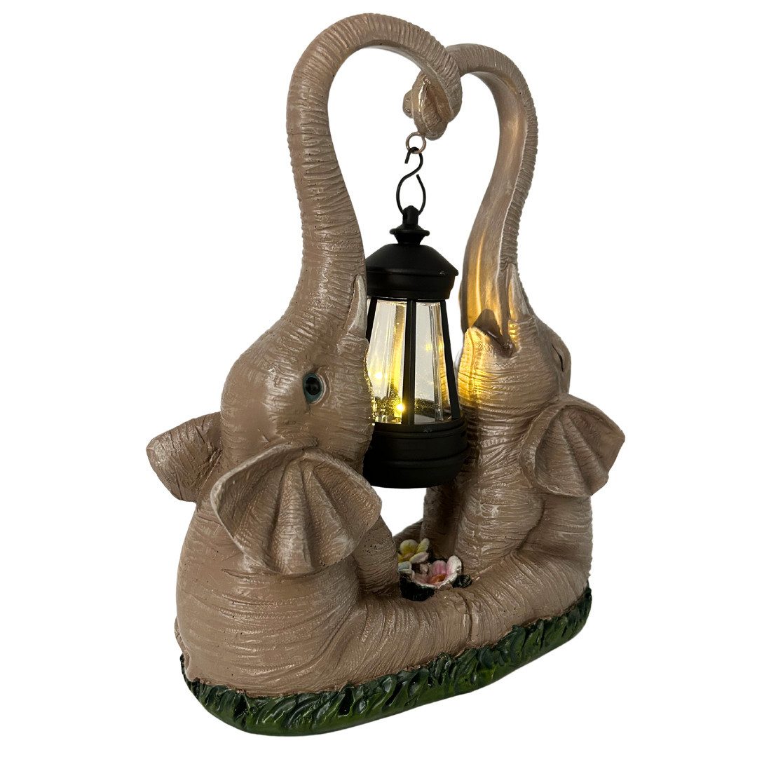 abc HOME Gartenfigur Elefanten mit Laterne, LED, Solarpanel, Lichtsensor