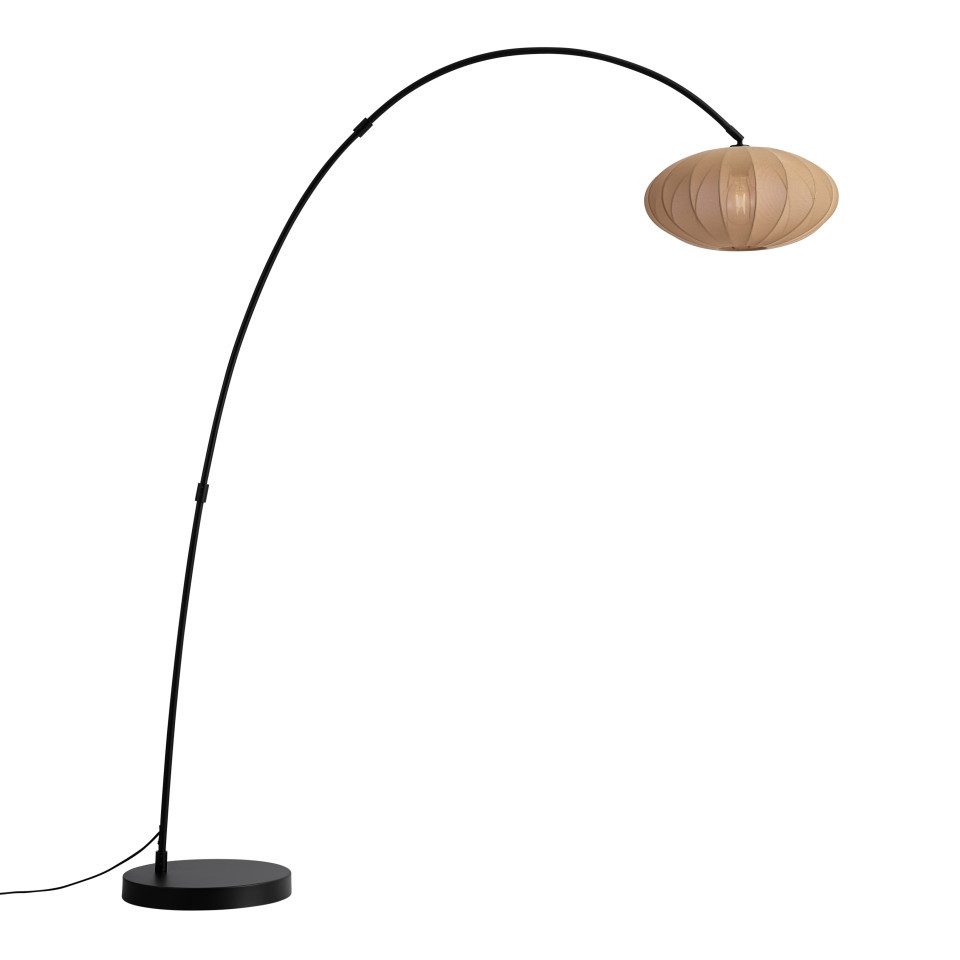 Qazqa Bogenlampe Bida, ohne Leuchtmittel, Warmweiß, QAZQA Bogen­lampe, e27, Schwarz, Stahl, Japandi