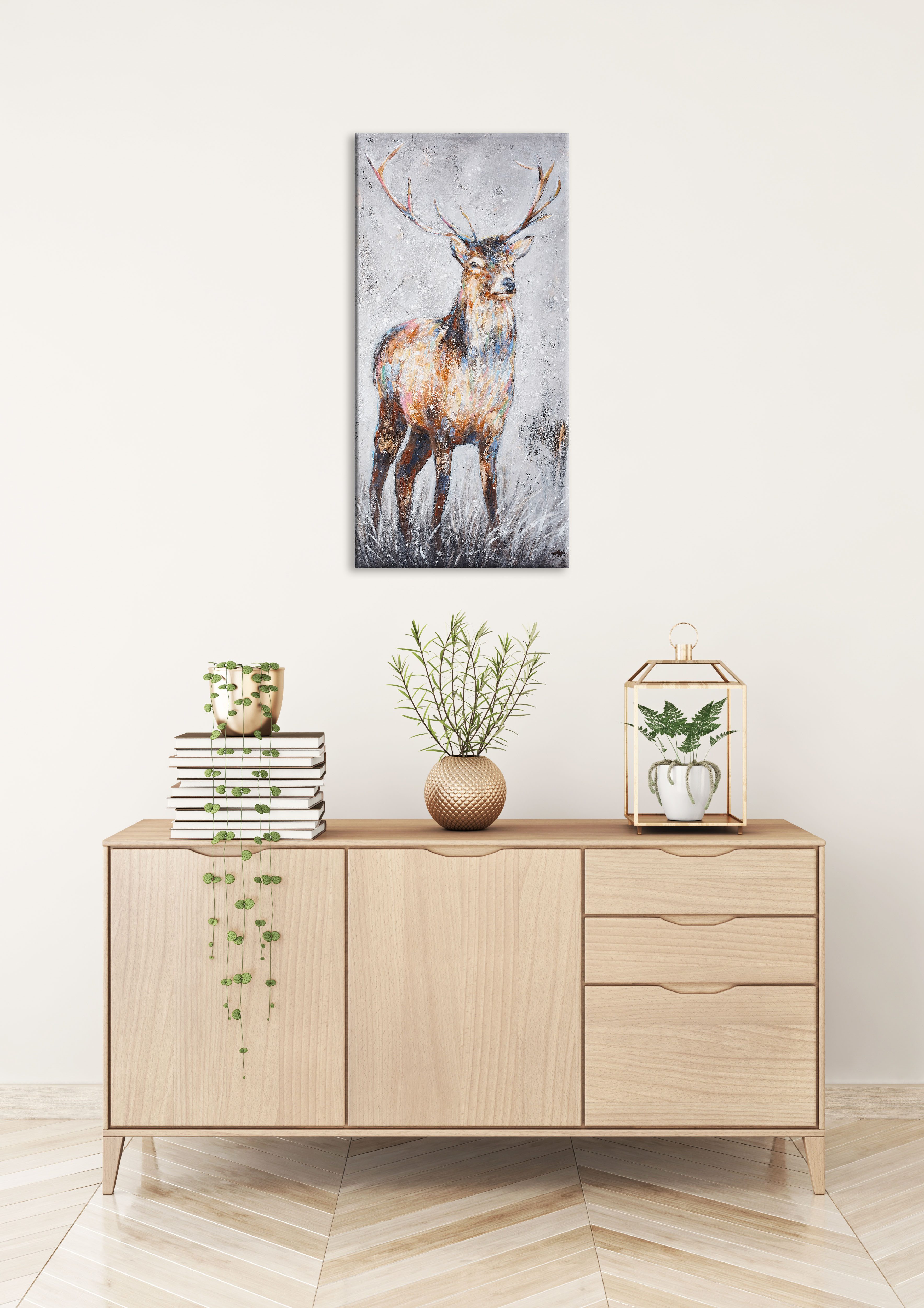 Bönninghoff Ölgemälde, Hirsch, Hirschbilder, Hirsche, Kunst, Tiere (1 St), jedes Bild ein Unikat