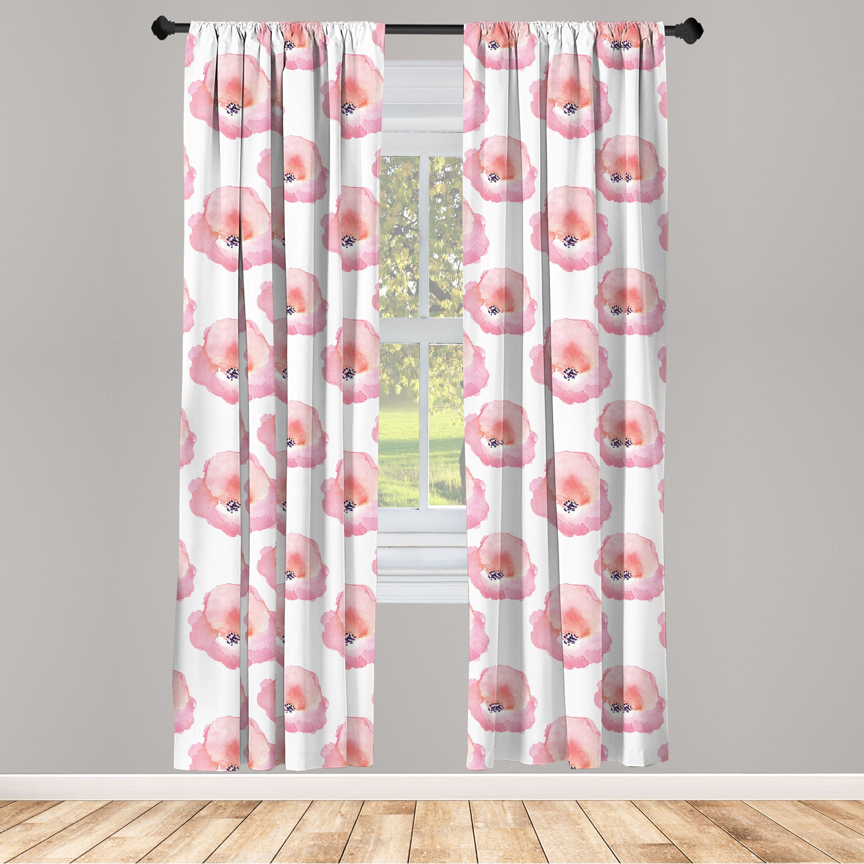 Gardine Vorhang für Wohnzimmer Schlafzimmer Dekor, Abakuhaus, Microfaser, Aquarell Blumen-Aquarell Blots
