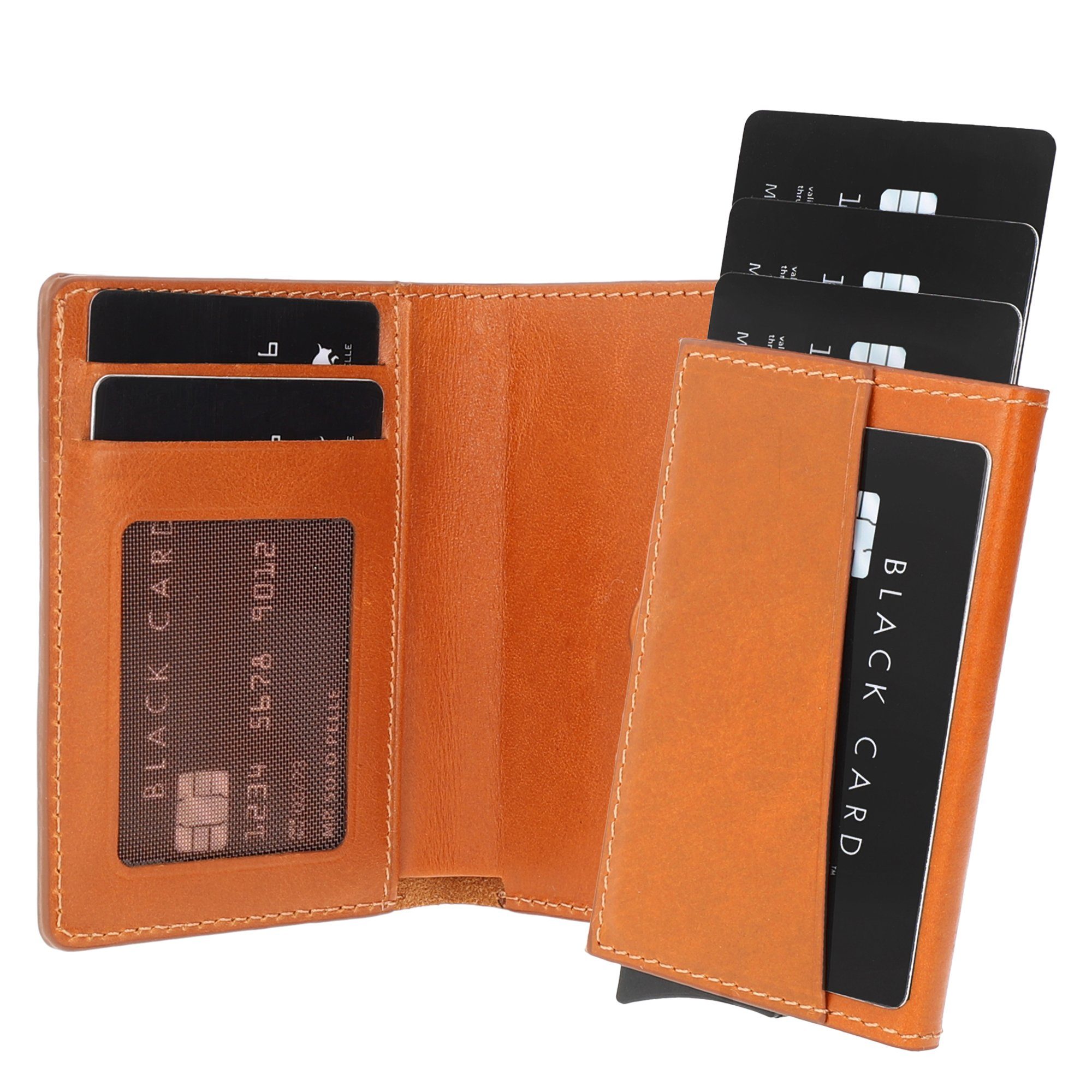 Solo Pelle Geldbörse Geldbörse abnehmbarem Kartenetui + Geldscheine und XL-Münzfach, Echt Leder, Made in Europe in elegantem Design mit RFID Schutz