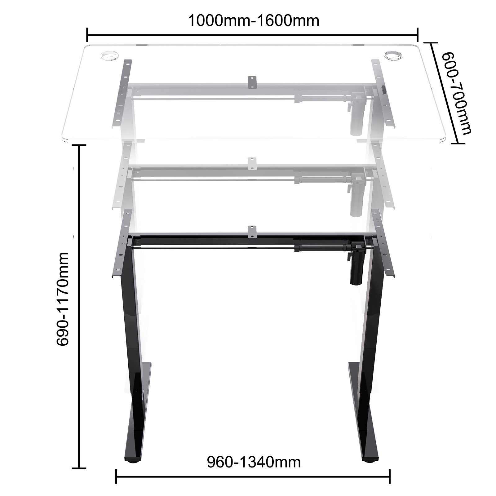 HOMAVO Schreibtisch Elektrisch höhenverstellbares Tischgestell (Höhen-Memor günstig online kaufen