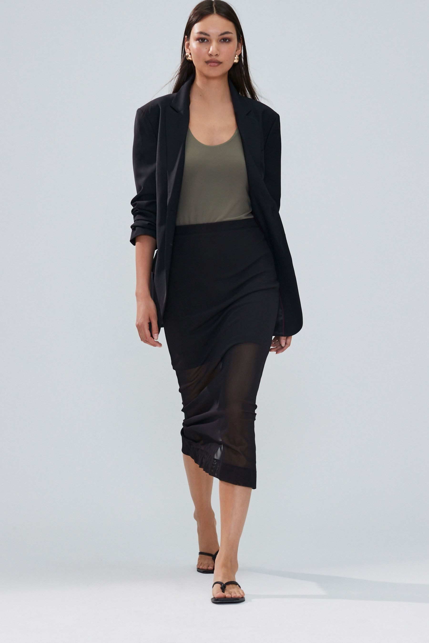 Next Midirock Midi-Bleistiftrock mit Mesh (1-tlg)