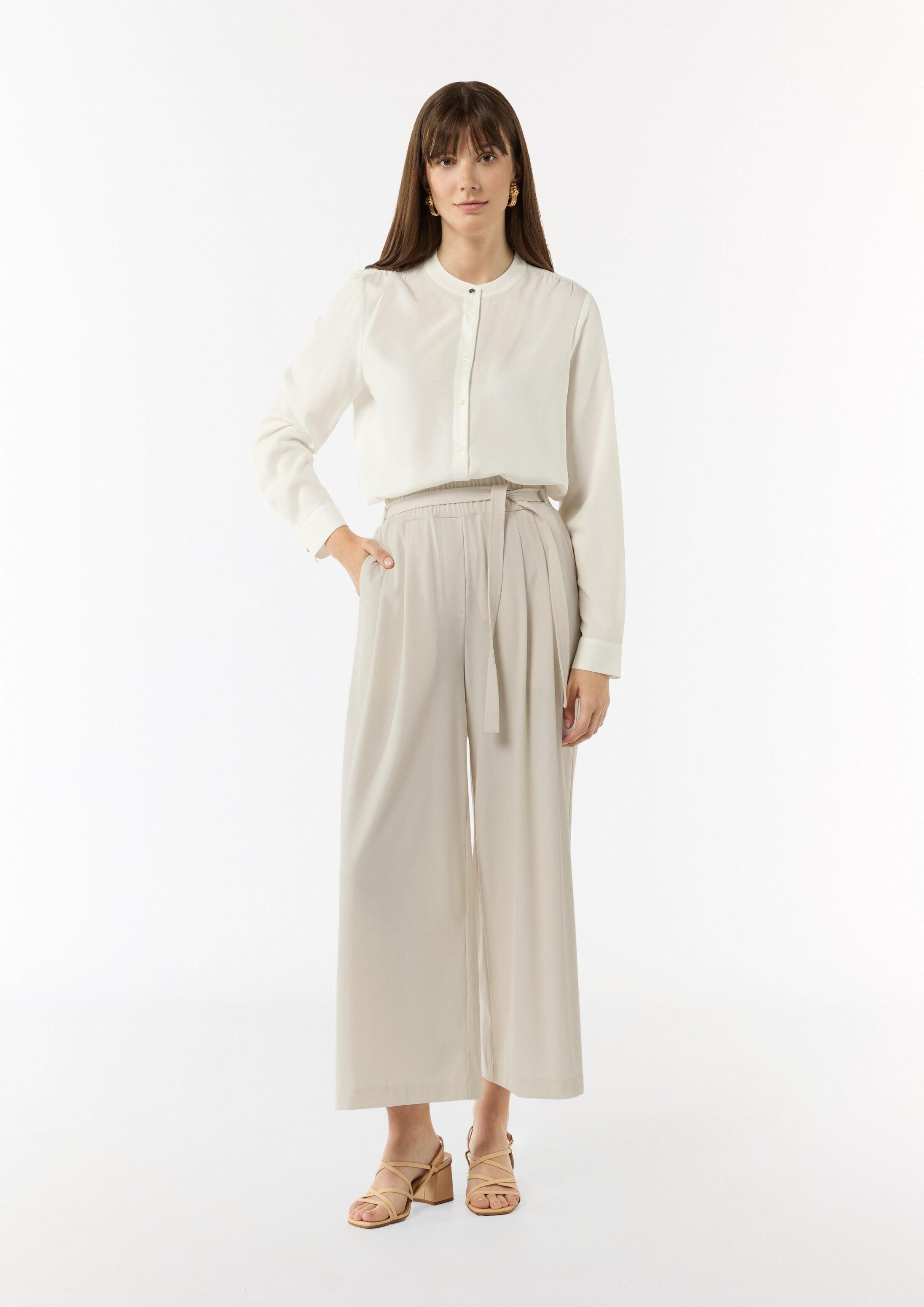 comma Culotte Hose Jersey-Culotte mit Elastikbund und Bindegürtel