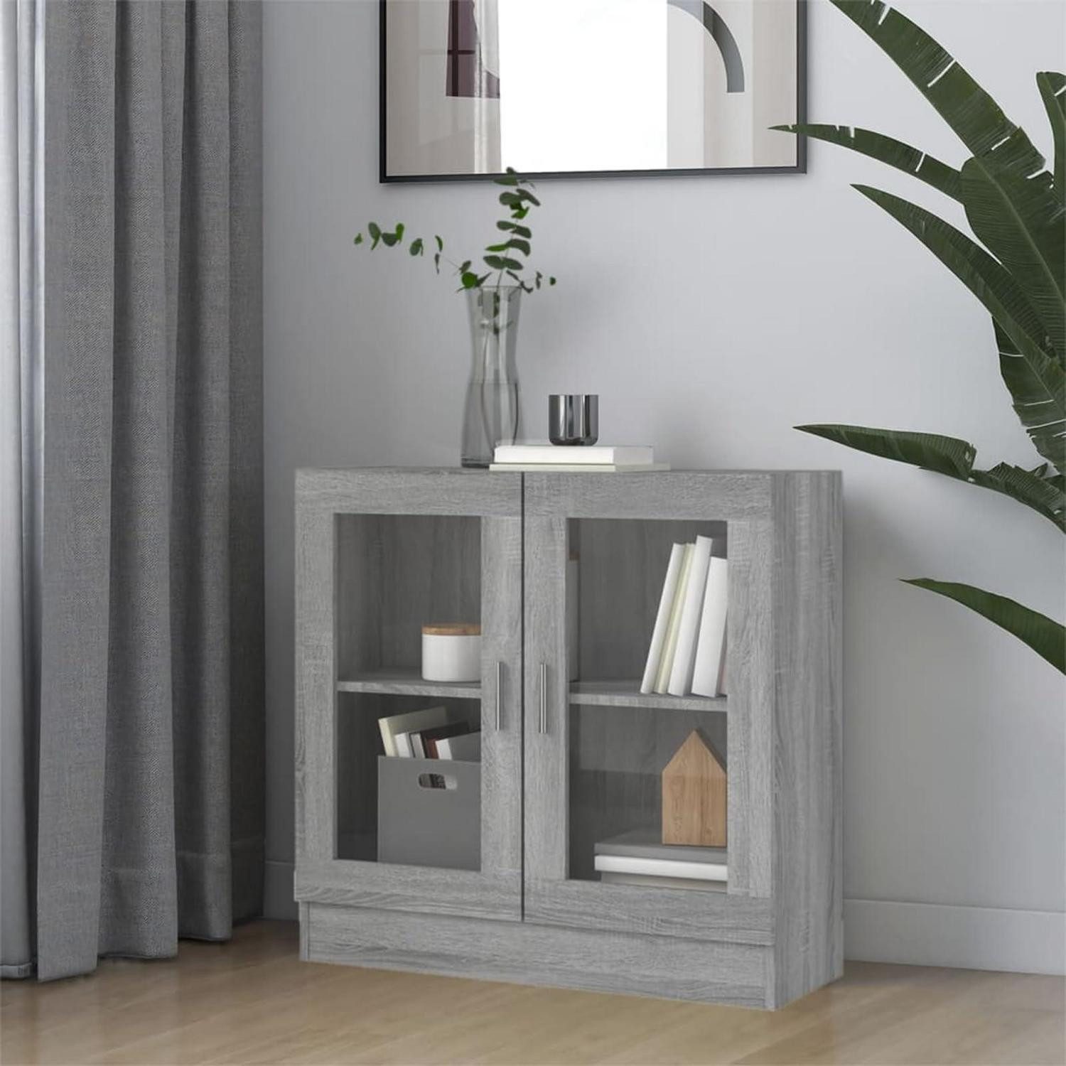 LuxusKollektion Glasvitrine Vitrinenschrank Grau Sonoma 82,5x30,5x80 cm (1-St)
