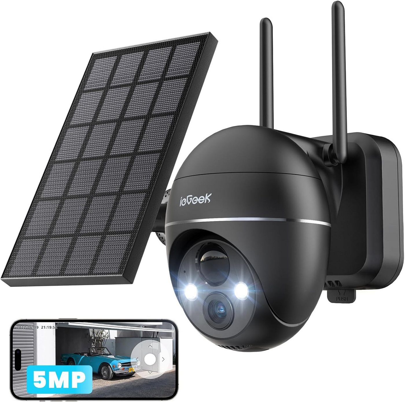 Thumbnail - ieGeek Überwachungskamera 5MP Überwachungskamera Aussen Solar Akku, 360°/120° Pan, WLAN Kamera (Aussen, Außenbereich, au...